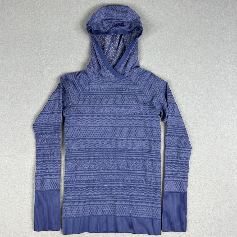 Lululemon Rest Less Hoodie Women Size 6 Blue Activewear Stretch Textured Gym